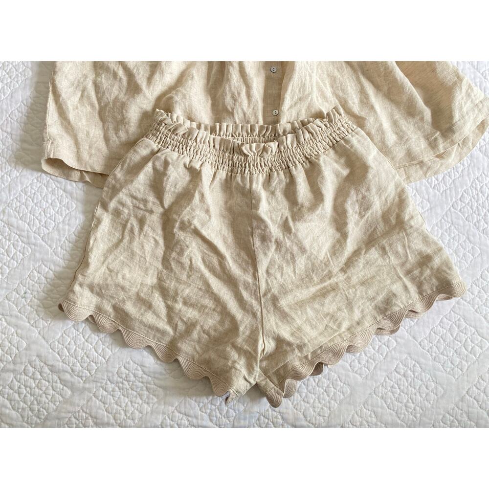 Tuckernuck Natural Linen Tully Crop Top Ava Shorts Matching Set Outfit XS - Picture 11 of 13